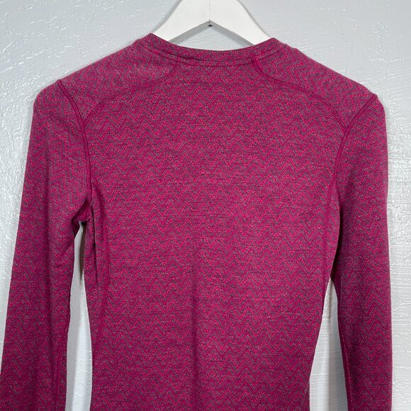 Smartwool Women M Pink Chevron Stripe Shirt Base Layer Merino Gorpcore Winter - Picture 6 of 8